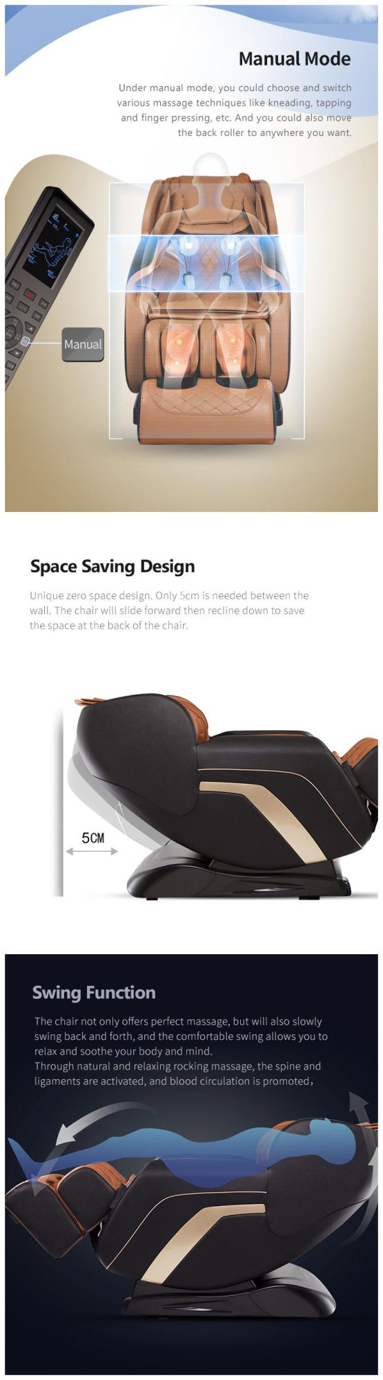 Red Color Recliner Chair Massage Function Commercial Massage Chair 6D Massage Chair