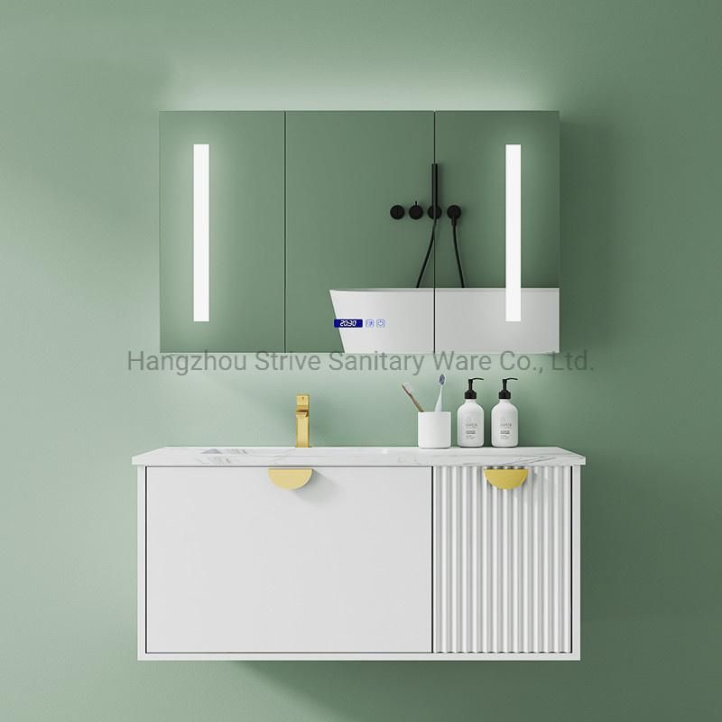 Modern Bathroom Cabinet Furniture LED Light Glass Mirror Vanity