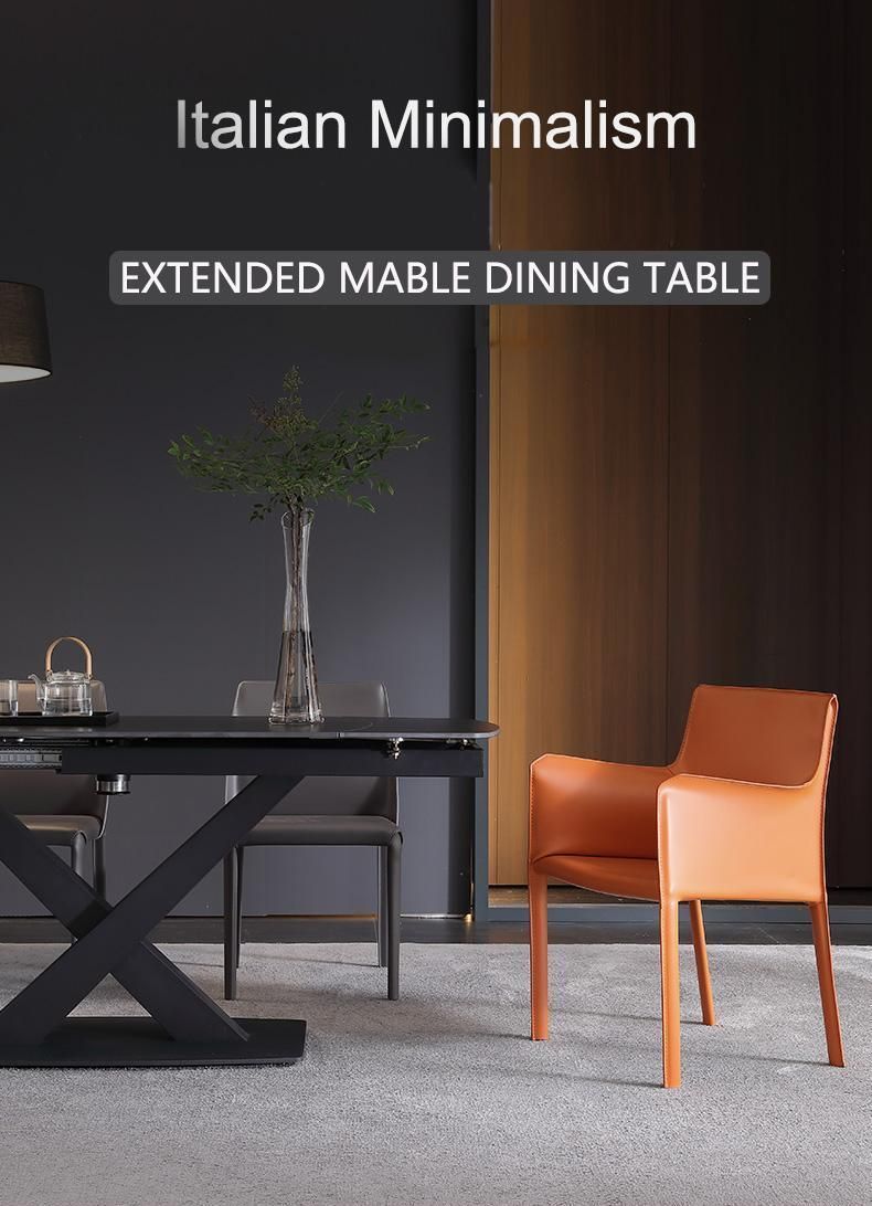 Living Room Furniture Kitchen Steel Hardware Folding Expandable Marble Dining Table