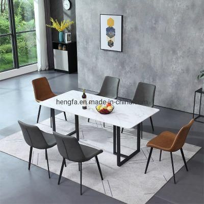 Modern Outdoor Garden Furniture Sets Nordic Large Metal Frame Marble Dining Table