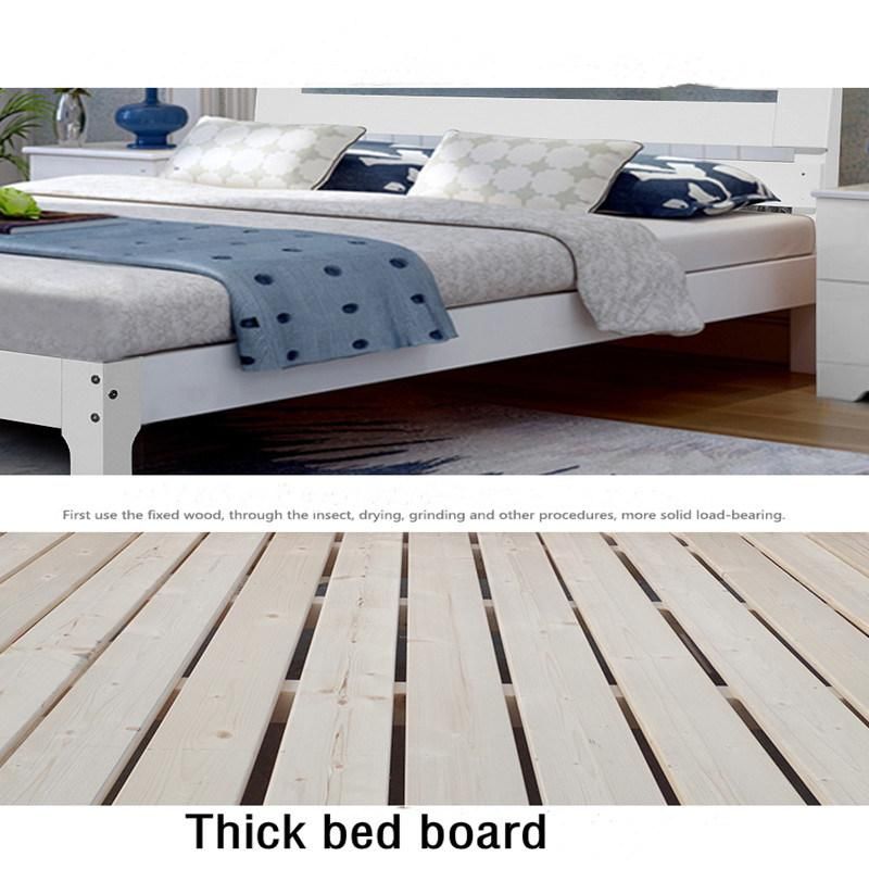 Solid Wood Bed Idyllic White Modern Minimalist 1.8 M Double Bed White Nordic Simple Single 1.5 M Small Bed