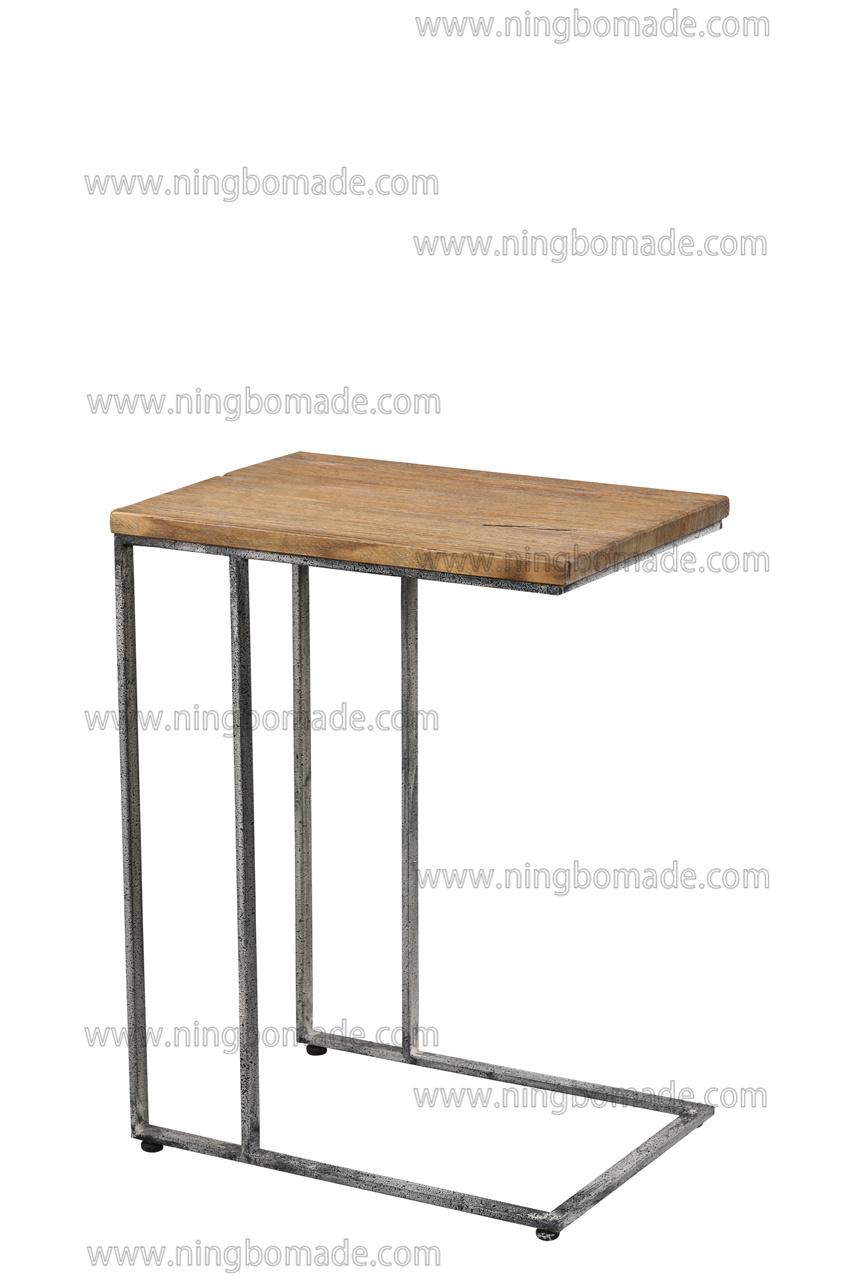 Nordic Modern Iron Furniture Natural Reclaimed Elm and Zinc Iron Corner Coffee Table