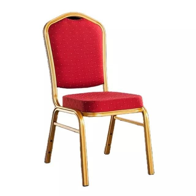 Modern Fabric Hotel Furniture Banquet Room Gold Frame Stacking Aluminum Metal Restaurant Dining Banquet Chair Cheaper Chair