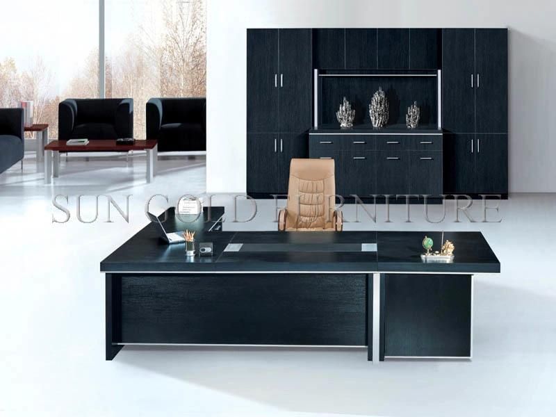 Modern Chinese Office Furniture Panel Black Executive Desk Table