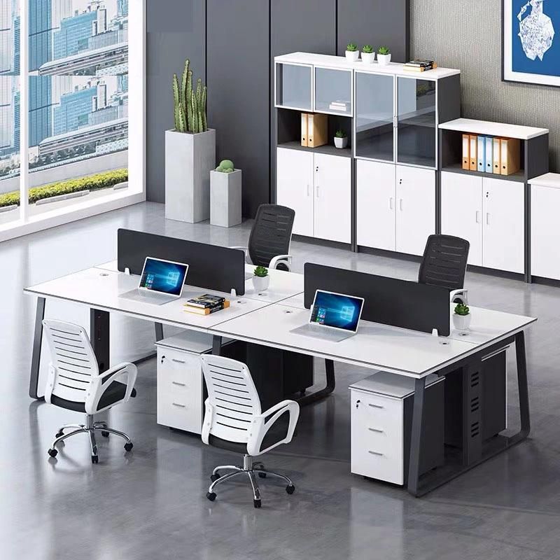 China Modular Office Cubicle Workstation Melamine 4 Person Office Desk (SZ-WST744)