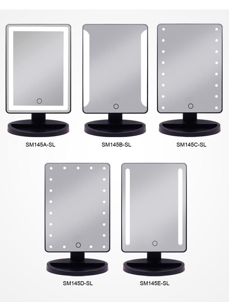 Tabletop Strip Desk LED Lighted Vanity Mirror for Cosmetic Makeup