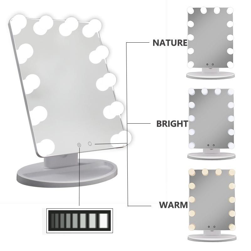 Beauty Salon LED Vanity Mirror with 12PCS Touch Dimmer Bulbs for Makeup Dressing Table