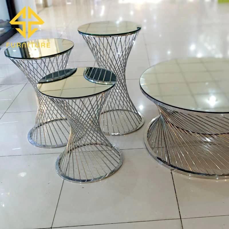 Modern Luxury Stainless Steel Frame Round Golden Bar Table for Wedding Use