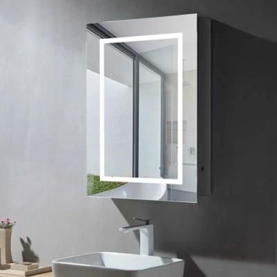 Single Double Door LED Lighted Mirror Cabinet Wall Mount Illuminated Medicine Cabinet with Infrared Sensor