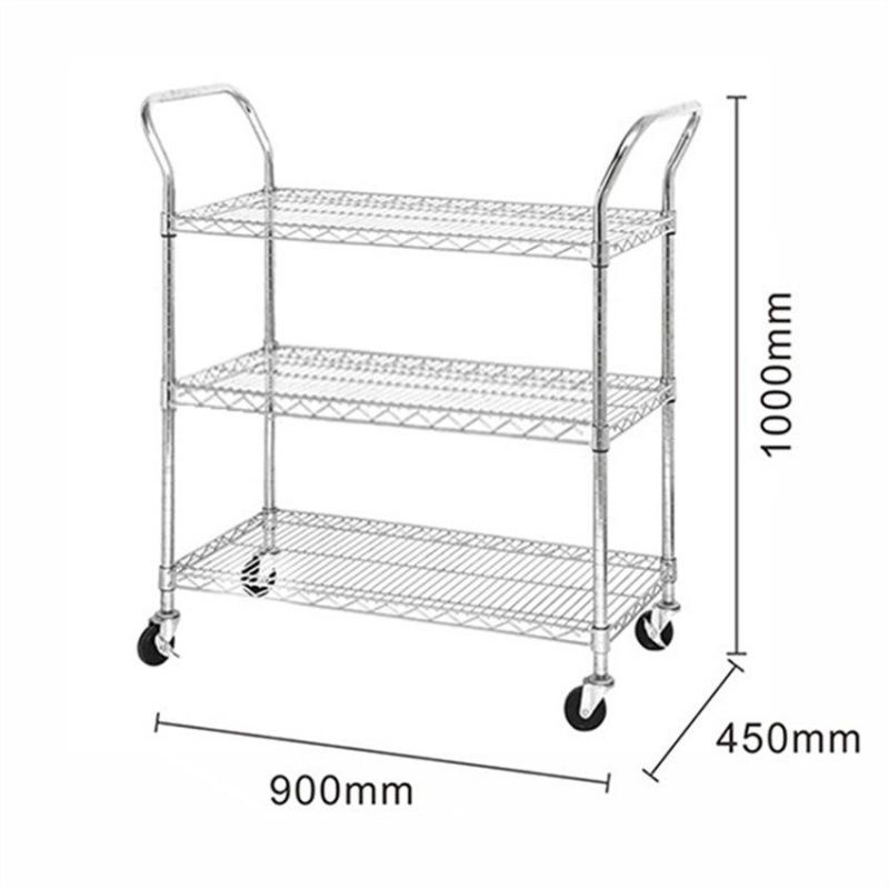 Chrome Kitchen Hand Trolley Cart Storage Wire Rack for Sale