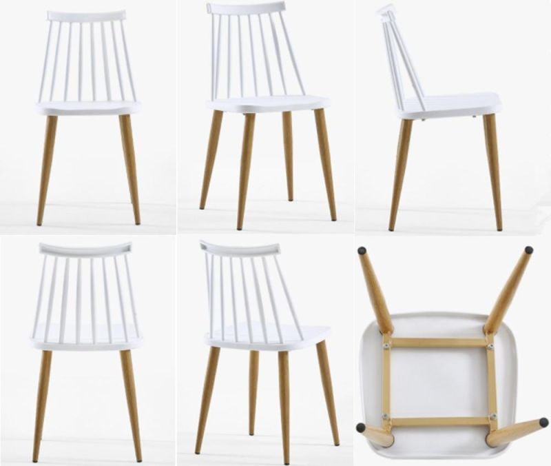 Plastic Windsor Chair Nordic Style Dining Chair Designer Plastic Casual Cafe Chair with Metal Legs