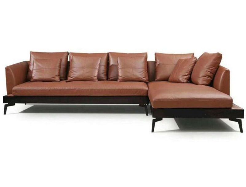 Nordic Home Furniture Modern Living Room Fabric Sofa L-Shape Genuine Leather Sofa Set