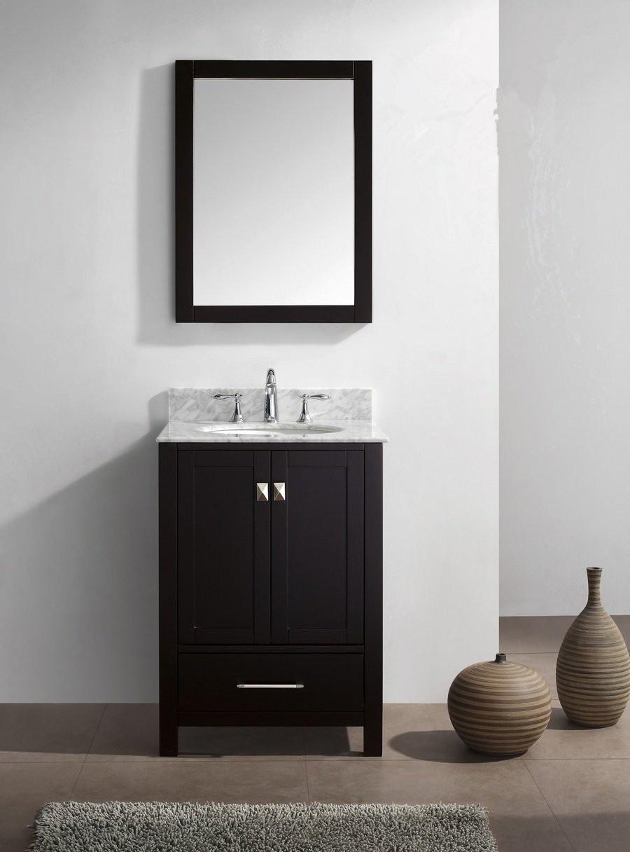 24 Inch White Solid Wood Bathroom Cabinet Free Standing Vanity