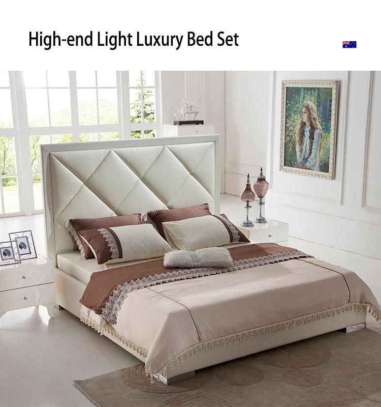 Hot Sale Modern Home Bedroom Furniture King Bed Storage Bed with Sofa Headboard