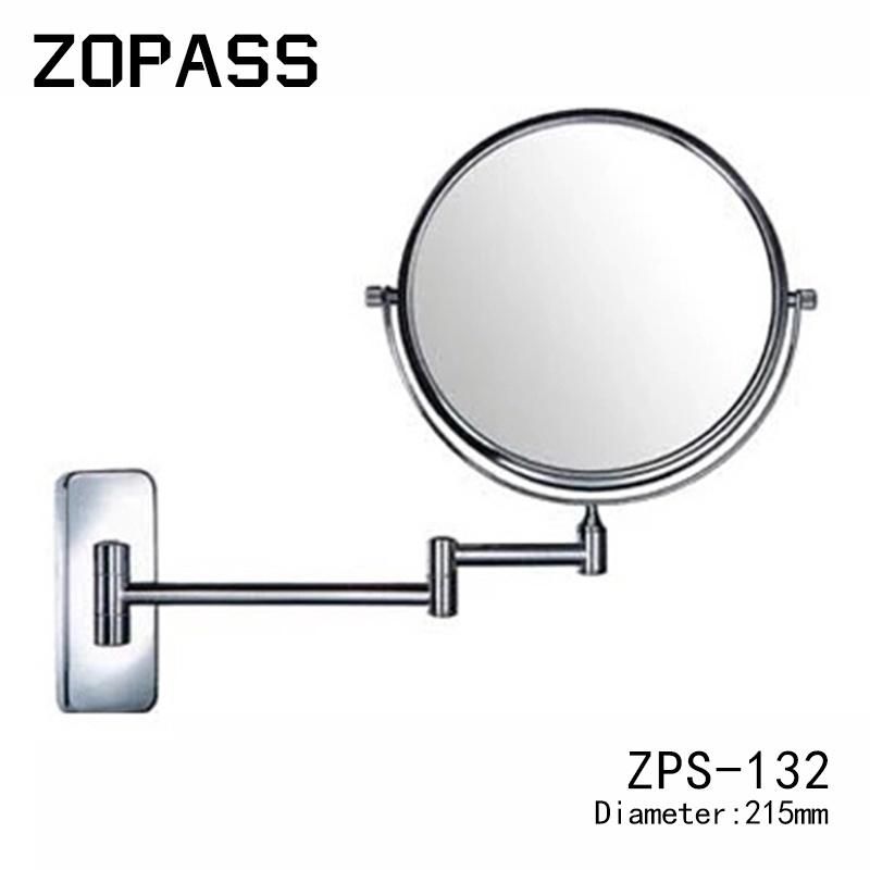 Extendable Wall Mounted 5X Magnifying Mirror Chrome Frame Folding Round Hotel Mirror Round Bathroom Mirror