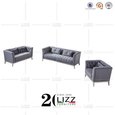 Sectional European Style Sofa Furniture Set Modern Velvet Fabric Couch for Hotel Office