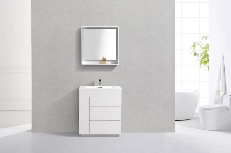 Modern Hotel Integral Single Sink Bathroom Vanity with Acrylic Top