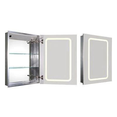 Single Door Mc001 Aluminum Medicine Cabinet with Mirror and Magnifier Bathroom Lighted Mirror Cabinet with Adjustable Glass Shelves Recessed or Surface Mounting