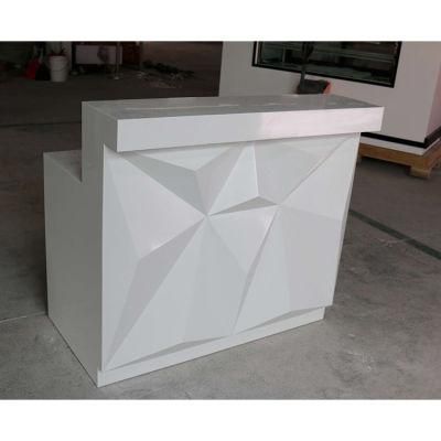 Checkout Counters Mini White Club Wine Bar Counter Diamond Cutting Design Conter