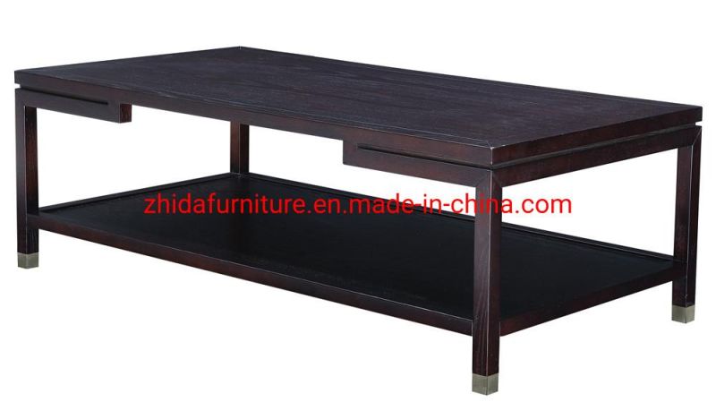 Square and Rectangular Wooden Coffee Table with Black Color