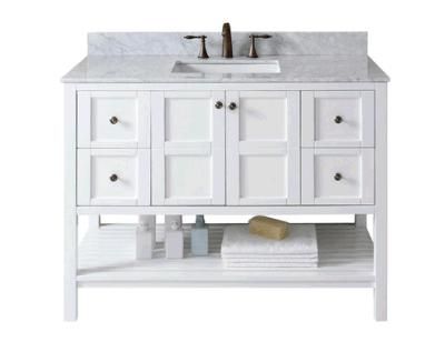 Carrara White Solid Wood Floor Mounted Bathroom Vanity