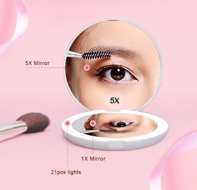 High Definition Rechargeable LED Round Mirror Pocket Mirror