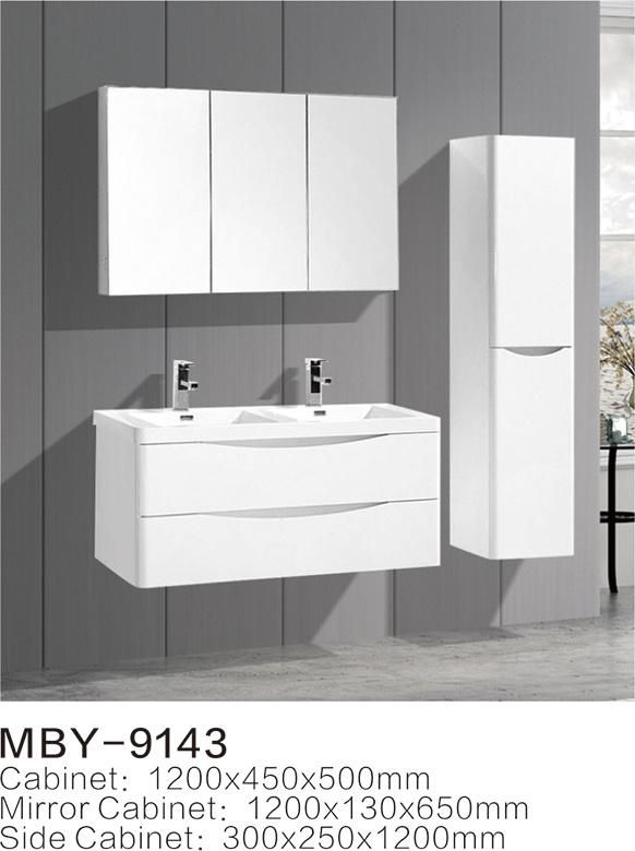 White Color PVC Bathroom Cabinet, PVC Bathroom Vanity Cabinet with Ceramic Basin