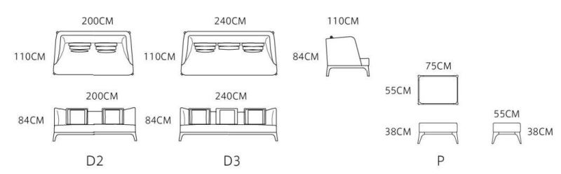 Zhida High-End Home Furniture Modern Style Italian Design Villa Living Room Furniture Couch 1+2+3 Solid Wood Leg Fabric Sofa