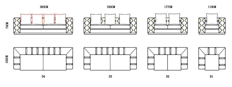 Zhida Home Furniture Supplier Villa Living Room Luxury Design Chesterfield PU 3 2 1 Seater Sectional Sofa Set Furniture for Wholesale