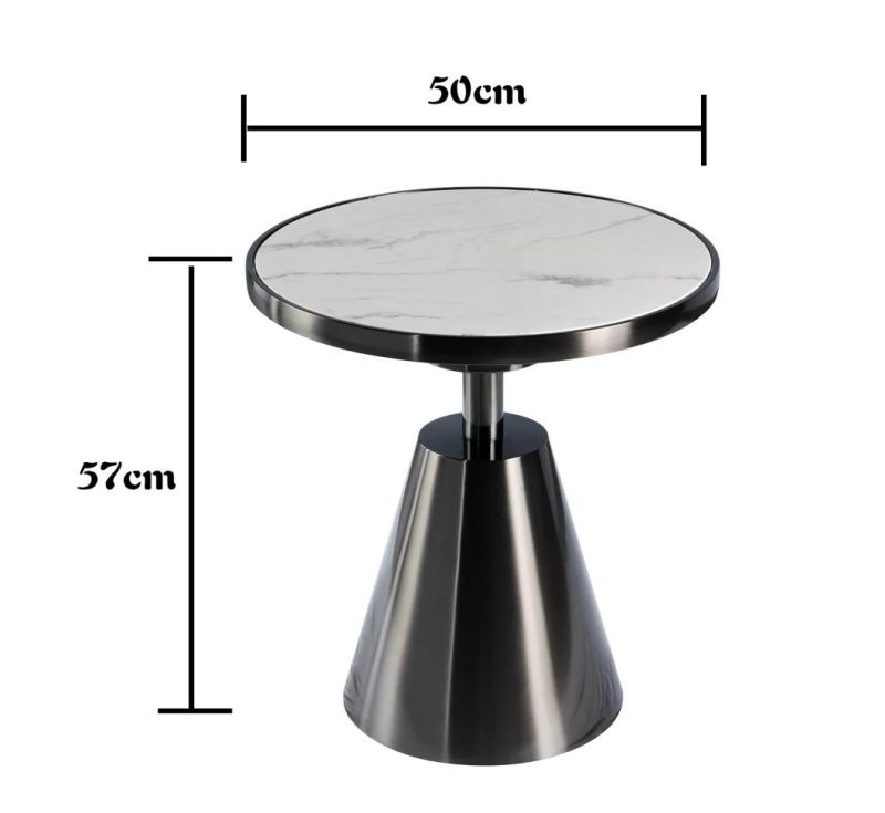 OEM/ODM Luxury Modern Design Home Furniture Stainless Steel Base Marble Stone Side Table