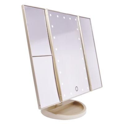 Top-Rank Selling Trifold LED Makeup Dimmable Brightness Ring Light Mirror for Home Decorations