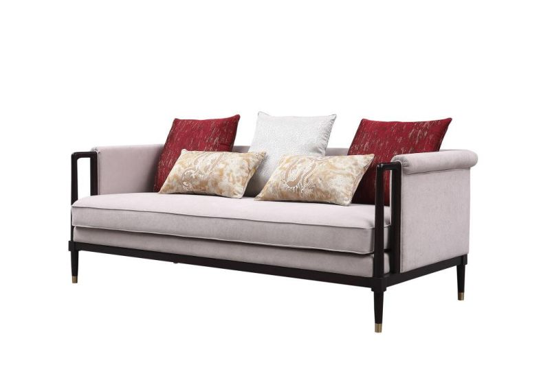 Hotel Lobby Furniture Modern Chinese Desing Wooden Fabric Sofa Set