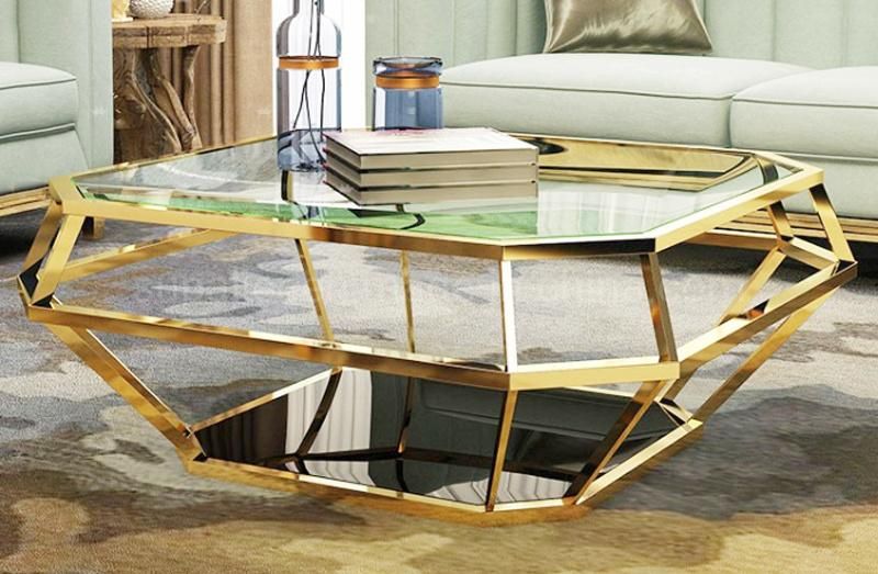 Nordic Steel Base Tempered Glass Coffee Center Table