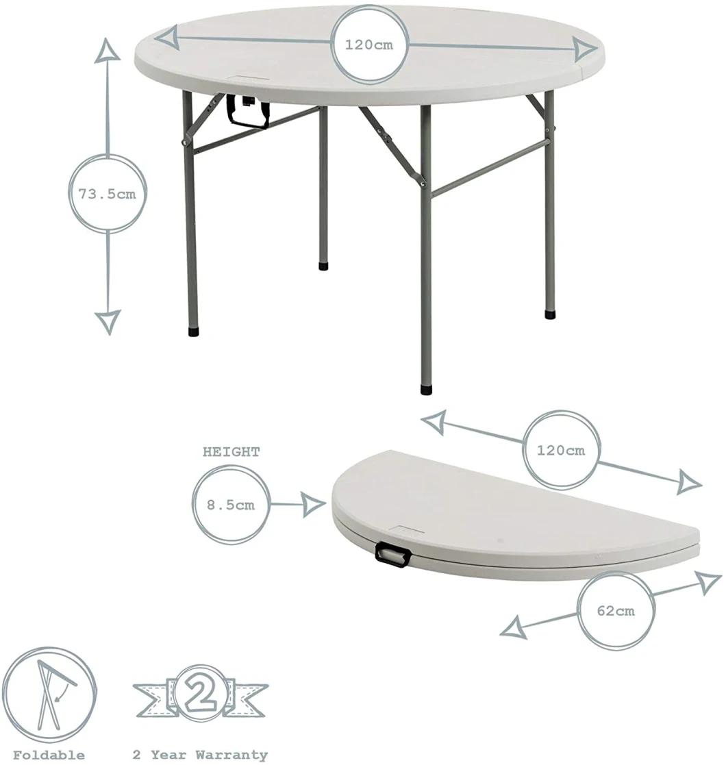 48-Inch Round Fold-in-Half Table – White