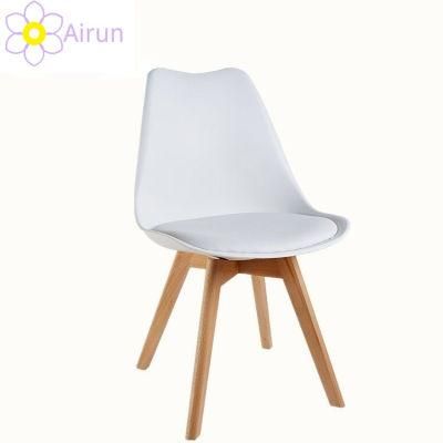 Modern Synthetic Cushion Wooden Legs Wholesale Luxury French Italian Modern Plastic Dining Chair