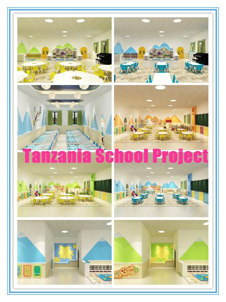 High Quality Colorful HDF Material Kids Tables Chiars and Cabinets for Early Education Center Use