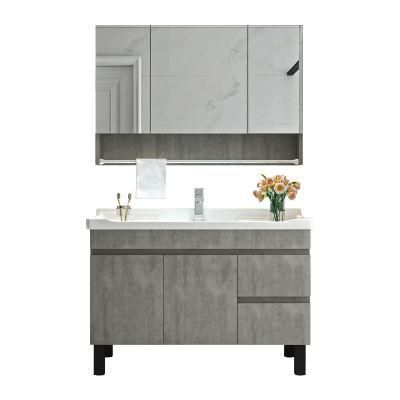 Modern Bathroom Cabinet Vanity with Half Mirror Cabinet, Floor Mounted