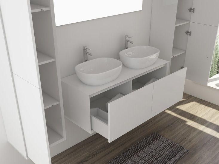 Melamine Modern Style Bathroom Vanity with Side Cabinet