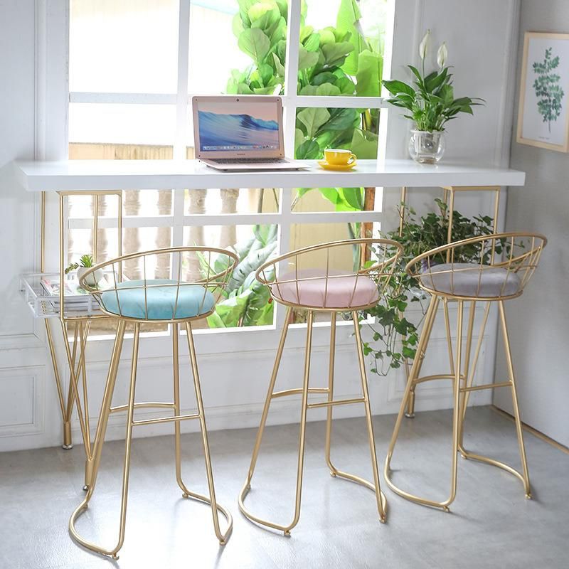 Bar Stool China Cafe Furniture Restaurant Nordic Kitchen Cheap Chair Counter Luxury Metal High Gold Bar Stools Modern with Back