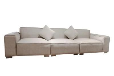 High End Sloping Arms Legs Home Furniture Modern Linen Sofa for Living Room