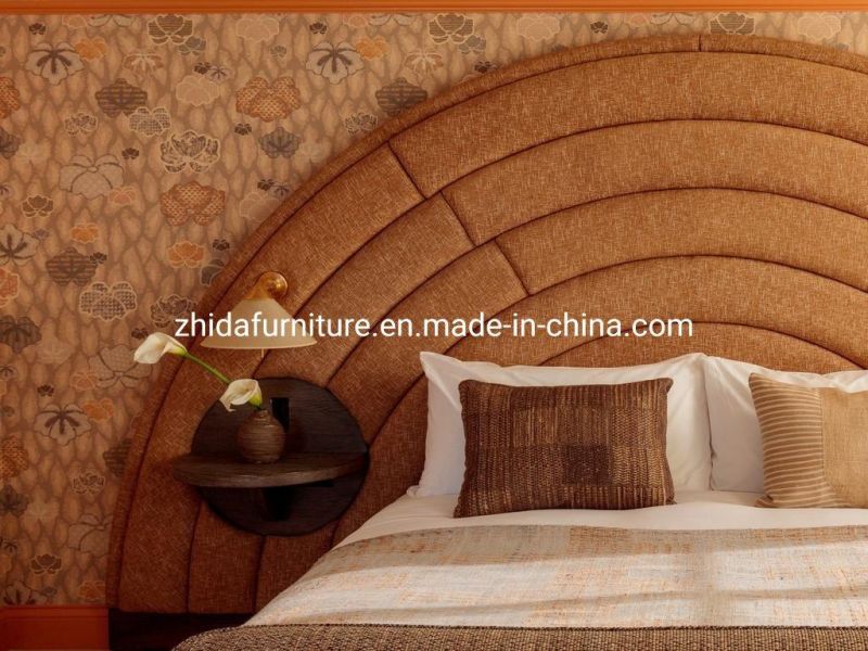 Round Shape Hotel Bedroom Headboard with King Size Bed Furniture