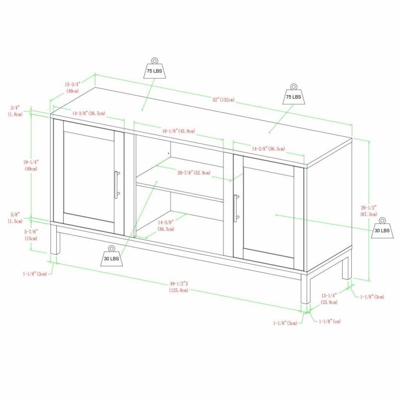 TV Stand with Open Storage for Tv′s up to 58" Flat Screen Living Room Storage Entertainment