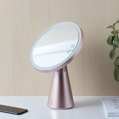 Table Lamp LED Makeup Mirror with Removeable 5X Magnifying Mirror Round Mirror