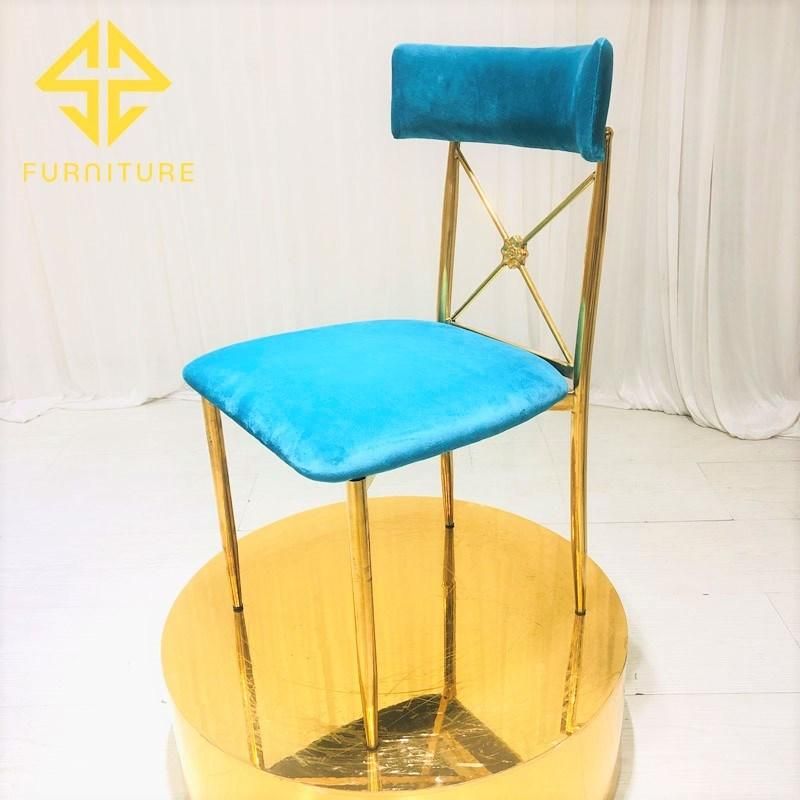 Luxury Velvet Cushion Metal Iron Flower Back Dining Chair Hotel Furniture Wedding Events Chairs