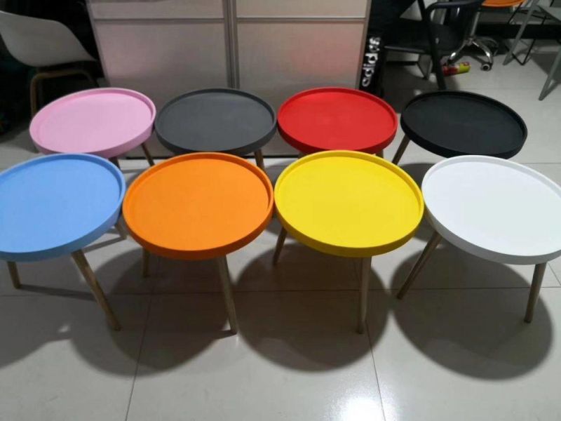 Wholesale Modern Custom Plastic Top Wooden Legs Coffee Table