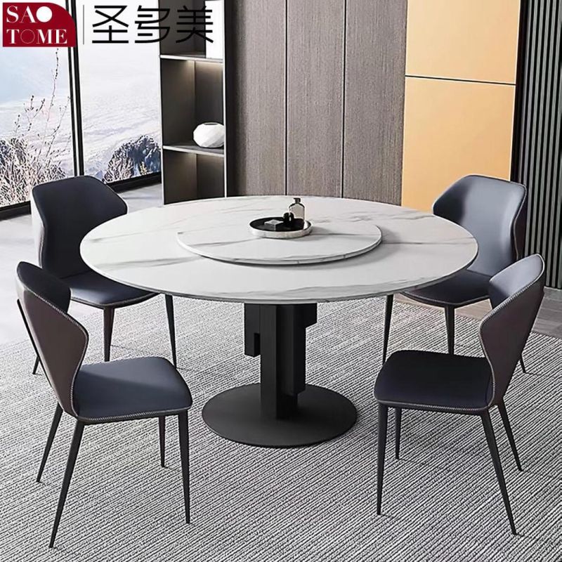 Modern Rock Furniture Geometric Round Dining Table with Turntable