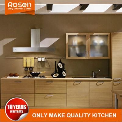 Modern Wooden Texture Melamine Kitchen Cabinets Furniture with Glass Doors