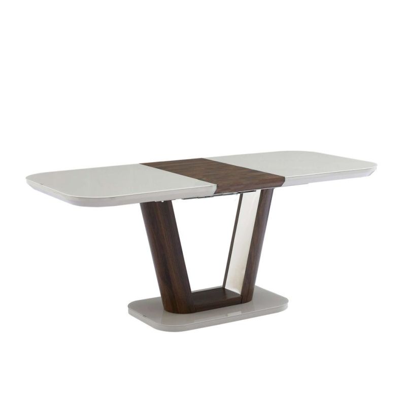 Modern Extendable Home Hotel Furniture MDF Top Stainless Steel Dining Table