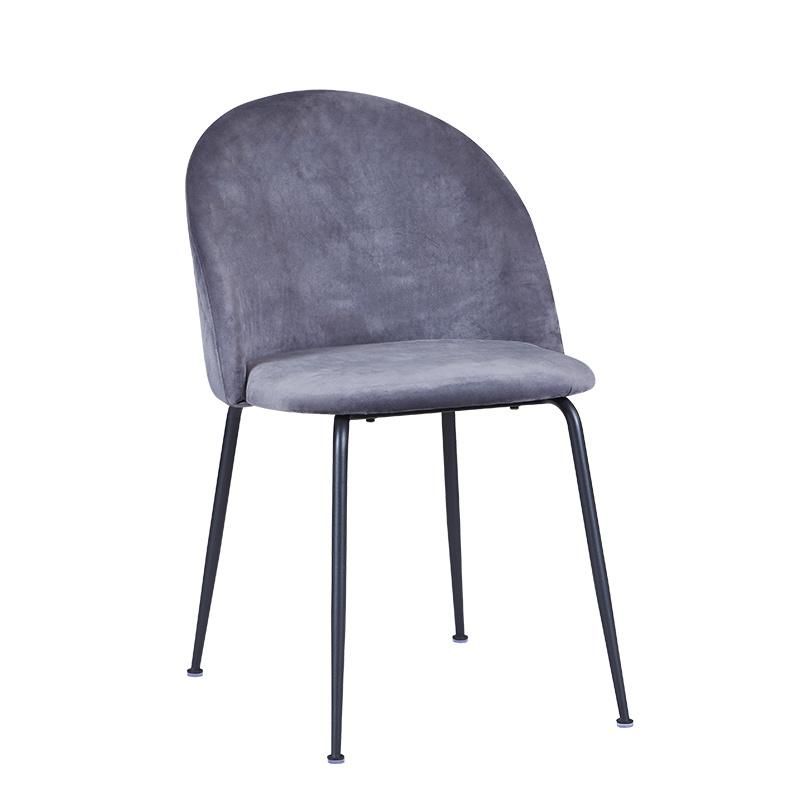 Modern Velvet Fabric Upholstered Chairs Luxury Living Room Furniture Grey Dining Chair with Metal Legs