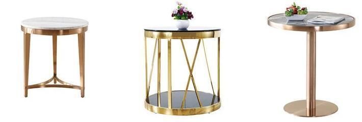 Modern Luxury Golden Frame Round Marble Coffee Tables for Promotion